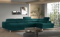 Kampinė sofa Lacante Velvetmat 38, tamsiai žalia sp., dešininė, 202 x 354 cm x 92 cm