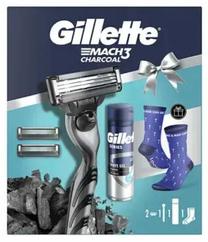Skūšanās komplekts Gillette Mach3 Charcoal Set with Socks, 4 gab