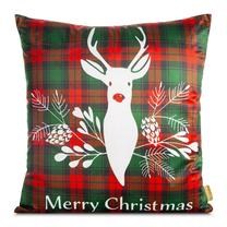 Kalėdinis dekoratyvinės pagalvėlės užvalkalas Reindeer PSWA-173, balta sp./raudona sp./žalia sp., 60 cm x 60 cm