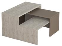 Kavos staliukų komplektas Kalune Design Kanta, balta sp./šviesiai ruda sp., 30 cm x 65 cm x 23.5 - 39 cm