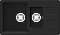 Кухонная мойка Teka 60 B-TQ Onyx Black, масса камня, 76 см x 44 см x 20 см, черный цв.