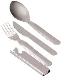 Tūristu ēšanas piederumi Easy Camp Travel Cutlery Deluxe, nerūsējošais tērauds, pelēka krās.