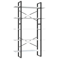 Spintelė VLX 5-Tier Book Cabinet, balta sp./juoda sp., 100 cm x 30 cm x 175 cm