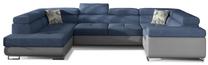 Kampinė sofa Letto Soro 76, Soft 29, mėlyna sp./pilka sp., kairinė, 340 x 202 cm x 90 cm