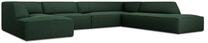 Kampinė sofa Micadoni Home Ruby Panoramic 7 Seats, žalia sp., dešininė, 366 x 273 cm x 69 cm