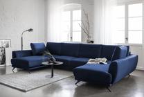 Kampinė sofa Larco Loco 40, tamsiai mėlyna sp., 191 x 362 cm x 90 cm