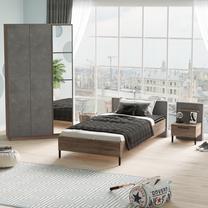 Miegamojo baldų komplektas Kalune Design HM10 - CG, vidaus, ruda sp./pilka sp.