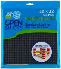 Pagrindo plokštė Open Bricks Stackable Building Plate 32x32 Black OB-P32BK2, 2 vnt.