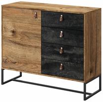Komoda Mark Dark, ąžuolo sp./juoda sp., 89 cm x 39 cm x 103 cm