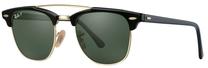 Sporta saulesbrilles Ray-Ban Clubmaster Double Bridge RB3816 901/58, 51 mm, melna krās./zaļa krās.