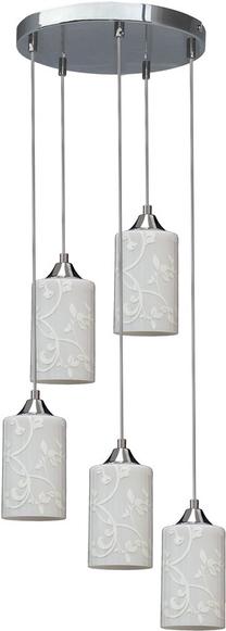Valgusti rippuv Flowers, E27, 5 x 60 W, valge v. / kroom v.