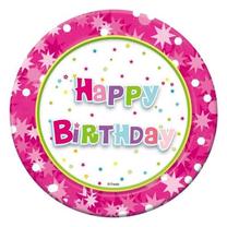 Vienkartinės lėkštės Aster Happy Birthday, Ø 18 cm, 6 vnt.