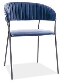 Ēdamistabas krēsls Lira B Velvet, zila krās., 57 cm x 47 cm x 78 cm