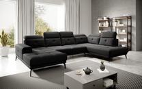Kampinė sofa Bretan Vero 10, juoda sp., dešininė, 205 x 350 cm x 107 cm