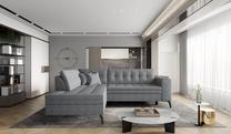 Kampinė sofa Lanvin Gojo 5, pilka sp., kairinė, 210 x 260 cm x 93 cm