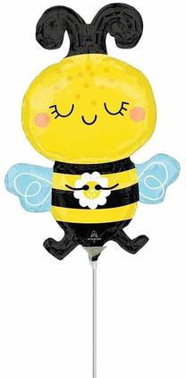 Balons figūriņa Anagram Mini Happy Bee, melna krās./dzeltena krās.