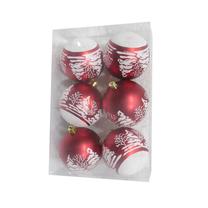 Ziemassvētku eglīšu rotaļlietu komplekts Christmas Touch SYCB17-003, balta krās./sarkana krās., 6 cm, plastmasa, 6 gab.