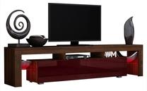 ТВ стол Pro Meble Milano 200, красный цв./ореховый цв., 200 см x 35 см x 45 см
