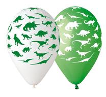 Balonu komplekti ovāls Gemar Dinosaurs, balta krās./zaļa krās., 5 gab.