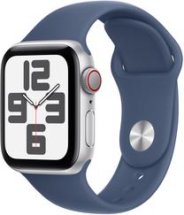 Viedais pulkstenis Apple Watch SE GPS + Cellular 40mm Case with Denim Sport Band S/M, silver aluminium krās.