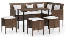 Āra mēbeļu komplekts VLX 5 Piece Set With Cushions, krēmkrāsas krās./brūns krās., 8 sēdvietas