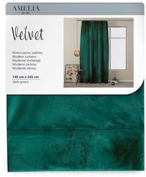 Nakts aizkari, ar atsaitēm AmeliaHome Velvet Pleat, zaļa krās., 140 cm x 245 cm
