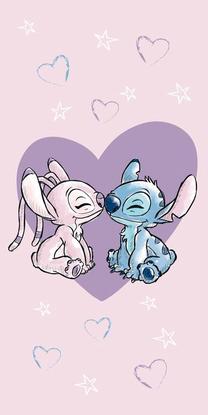 Vaikiškas rankšluostis Lilo and Stitch Love, rožinė sp., 140 cm x 70 cm