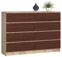 Komoda Akord K140 8SZ CLP, sonoma ąžuolo sp./tamsiai ruda sp., 99 cm x 138 cm x 40 cm