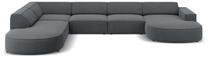 Kampinė sofa Micadoni Home Jodie Rounded Panoramic 7 Seats, tamsiai pilka sp., kairinė, 364 x 262 cm x 70 cm