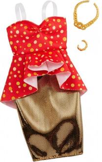 Одежда для кукол Mattel Barbie Fashion - Gold and Red Clothing Set with Accessories GHW81