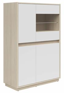 Vitrina Kim, ąžuolo sp./balta sp., 42 cm x 95 cm x 141.5 cm