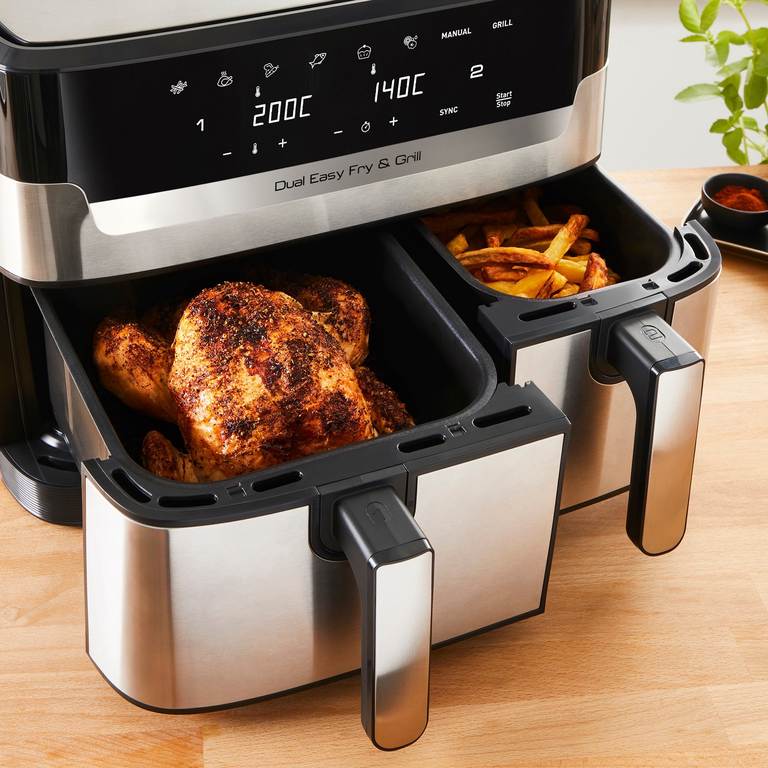 Aerogrils Tefal Dual Easy Fry Grill Ey905d Sudraba Kr s 2700 W 8 aerogrils-tefal-dual-easy-fry-grill-ey905d-sudraba-kr-s-2700-w-8