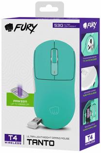 Belaidė žaidimų pelė Fury Tanto T4 (NFU-2205), 2.4 ghz / bluetooth / usb, žalia sp.