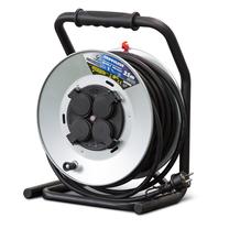 Ilgintuvas su rite I-Watts Pro, 3 x 2,5 mm², 25 m, 4 lizdų, su jungikliu, balta sp./juoda sp.