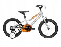 Vaikiškas dviratukas su papildomais ratukais, vaikų Kross RACER 4.0, sidabro sp./oranžinė sp., 16"