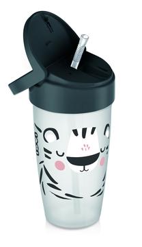 Vaikiškas puodelis Lovi My Straw Active, 350 ml, 1 m., plastikas, juoda sp./pilka sp.
