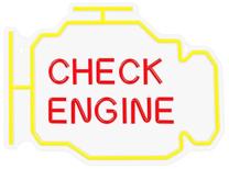 Dekoracija Neolia Check Engine su LED apšvietimu, 30 cm, 40 cm, raudona sp./geltona sp.