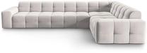 Kampinė sofa Micadoni Home Kendal Velvet 6 Seats, šviesiai pilka sp., dešininė, 332 x 231 cm x 79 cm