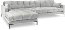 Kampinė sofa Micadoni Home Mamaia Velvet, sidabro sp., kairinė, 293 x 185 cm x 75 cm