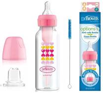Pudele ar šauru kaklu Dr. Brown's Options+, 250 ml, 6+ mēn., rozā krās.