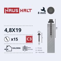 Pašvītņojošā skrūve Haushalt, 4.8 mm x 19 mm, 15 gab.