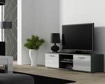 TV staliukas Cama Meble Soho 140, balta/pilka/tamsiai pilka, 140 cm x 43 cm x 37 cm