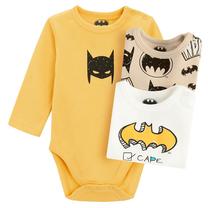 Pikkade varrukatega beebi body, klassikaline, imikutele Cool Club Batman LCB2801038-00, valge v./kollane v./beež v., 68 cm, 3 tk