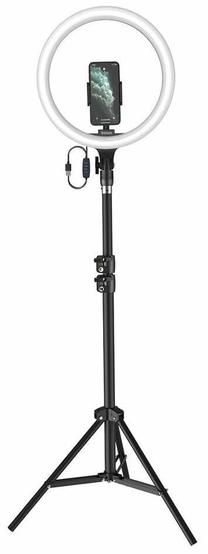 Žiedinė lempa su telefono laikikliu Mozos MLM-30RING, 5 V, 30 cm, juoda sp.