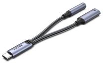 Adapteris Unitek USB-C - 3.5mm/USB-C M205A USB-C male, 3.5mm/USB-C female, melna krās./pelēka krās.