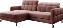 Kampinė sofa Lorelle Kronos 29, rožinė sp., kairinė, 160 x 225 cm x 105 cm