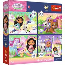 Пазл 4in1 Trefl Gabbys Dollhouse Cat Capers 34694, 20.5 см x 28.5 см, 352 шт., многоцветный