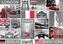 Fototapete Artgeist London, Paris, Berlin, New York XXLNEW010546, 210 cm x 210 cm
