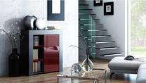 Komoda Pro Meble Milano PKC 1D, juoda/raudona, 75 cm x 35 cm x 83 cm