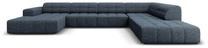 Kampinė sofa Micadoni Home Jennifer Chenille Panoramic 7 Seats, mėlyna sp., dešininė, 364 x 262 cm x 70 cm